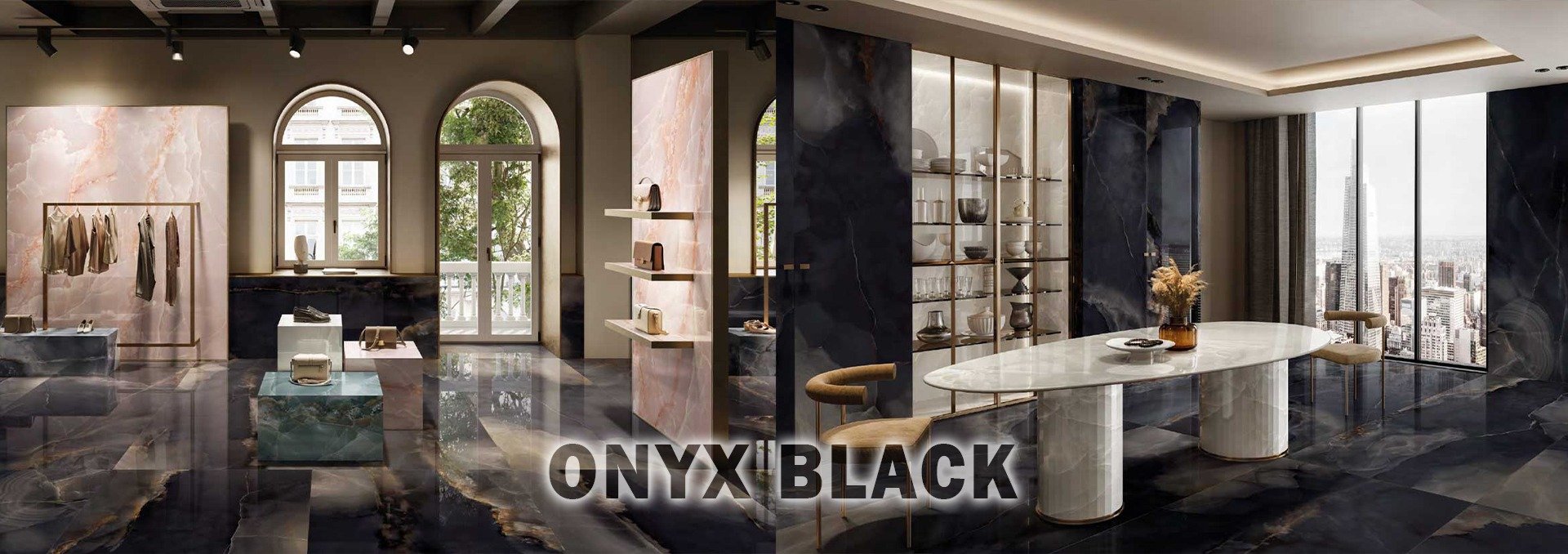 Onyx Black Bathroom Living Room Tile